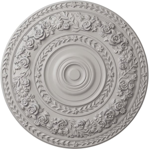 Ekena Millwork Rose Ceiling Medallion (Fits Canopies up to 13 1/2"), 33 7/8"OD x 2 3/8"P, Ultra Pure White CM33ROUWF - main